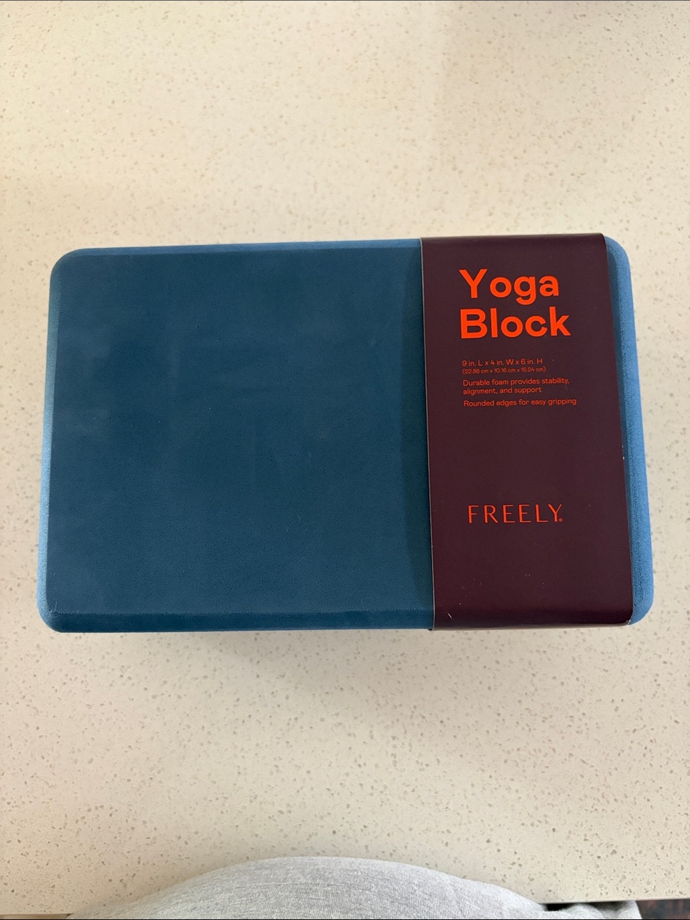 Freely Yoga Blue Foam Yoga Block with Navy Accent Sleeve